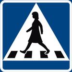 ERSTATNING. Sådan kommer fodgængerskiltene i Uppsala til at se ud. Skiltet er et autoriserede og ærbare svenske symbol på en kvindelig fodgænger. Illustration: Transportstyrelsen 