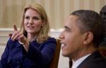 besøgsven. Helle Thorning-Schmidt besøgte USA's præsident, Barack Obama, i Det Hvide Hus i går. 