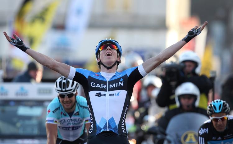 VINDEREN. Spurten i Omloop Het Nieuwsblad gav sejr til Sep Vanmarcke. 