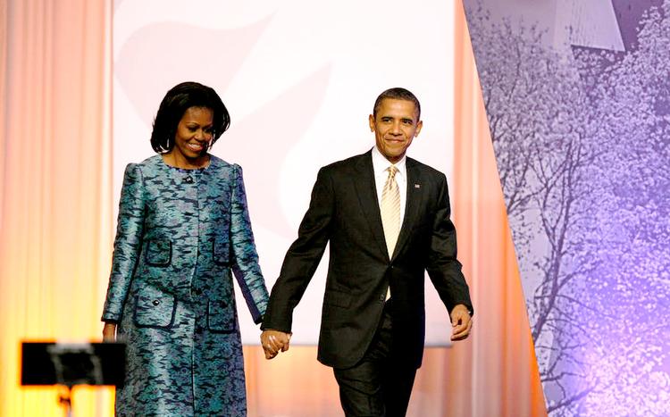 Afrikansk. Michelle og Barack Obama ved festlighederne for det kommende National Museum of African  History and Culture. 