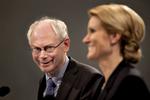 Rettidigt. På trods af strejken får formande for Det Europæiske Råd, Herman van Rompuy endnu en gang lejlighed til at modtage den danske statsminister Helle Thorning-Schmidt (S). 