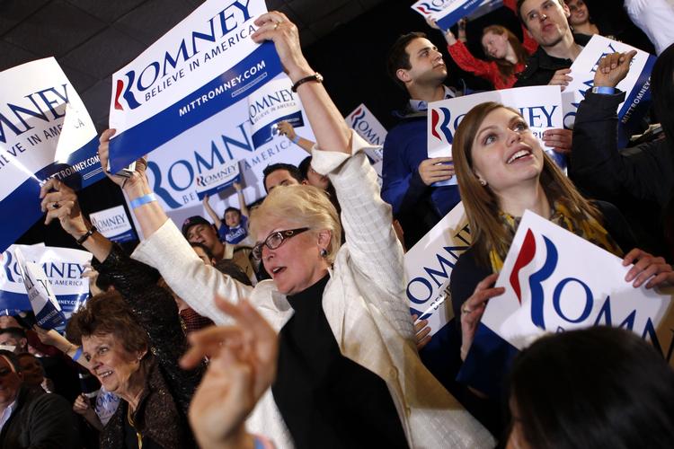 GLÆDE? Mitt Romneys tilhængere festede hele supertirsdagen, men havde de grund til det? 