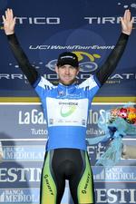 FØRERTRØJE. Ved at være sit holds første over stregen er Matthew Goss i førertrøjen, når Tirreno-Adriatico kører videre i morgen. 