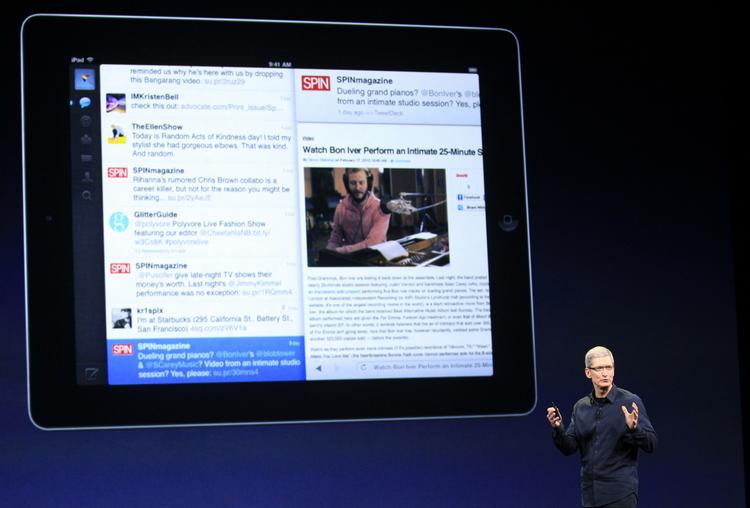 Fremvisning. Tim Cook viste tredje generation af iPad frem for verden. 