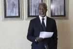 Afrejse. Kofi Annan forlader Syrien uden fredsaftale. Her ses den tidligere FN-chef inden dagens møde i Damaskus. 