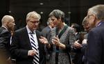 FORMAND. Økonomiminister Margrethe Vestager (R) har i dag ledet et møde i Bruxelles med hendes europæiske kolleger. 
