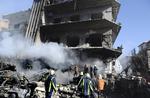 ramt. Ifølge øjenvidner gik to bomber af med få minutters mellemrum ved 7.30-tiden i morges. Denne bygning i nærheden af luftvåbnets efterretningstjeneste blev alvorligt beskadiget. 