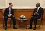 Møde. Ruslands præsident, Dmitrij Medvedev, modtog Kofi Annan i Moskva. 
