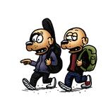 Hundeliv. Rocky går stadig i smarte t-shirts og hærgrer storbyen med skråsikre holdninger, pizzabakker og tommedåseøl. Tegning: Martin Kellerman 