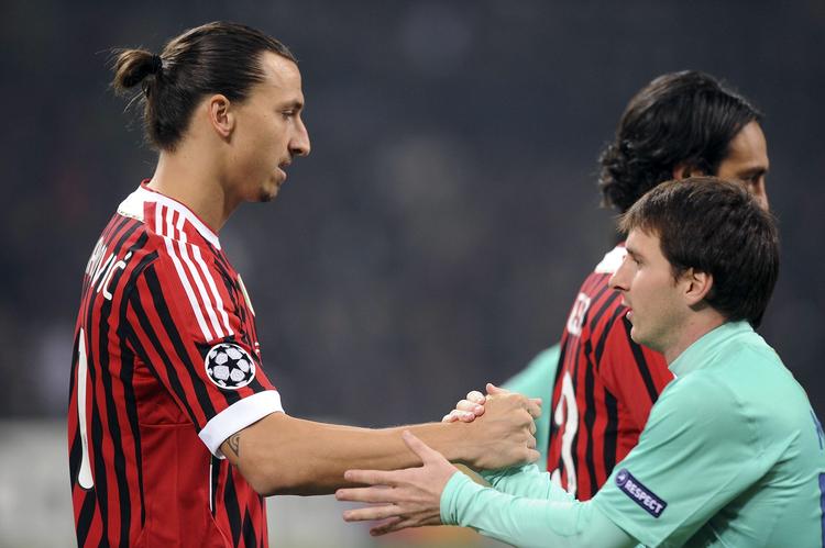 klubskifte? Zlatan Ibrahimovic (tv) og Lionel Messi (th) har hilst på hinanden på banen flere gange siden deres fælles tid i Barcelona. 