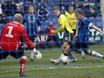 1-0. Stik mod spil og chancer fik Nicolai Agger scoret kampens første mål mod HB Køge. 