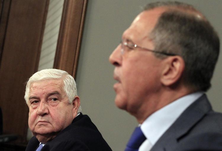 besøgsvenner. Syriens udenrigsminister, Walid al-Moualem, er på besøg i Moskva i dag, hvor han har mødtes med Ruslands udenrigsminister, Sergej Lavrov (th.) 