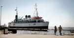 Færgen Frigg besejler Tårs - Spodsbjerg. 
