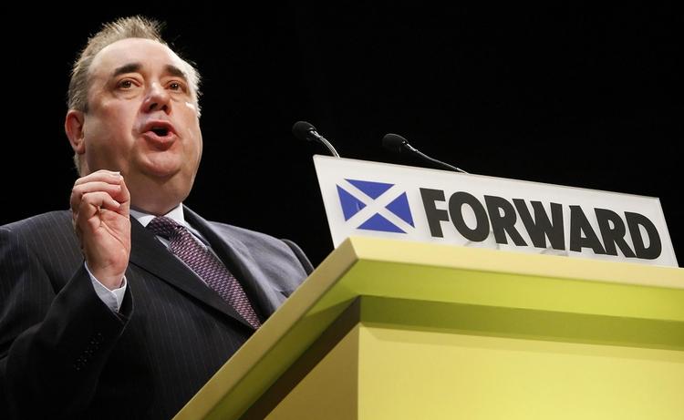 SKÆNDERI. Den skotske regeringsleder Alex Salmond er utilfreds med, at Skotland vises som et forgældet land i en illustration i The Economist. 
