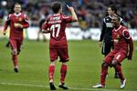 MÅLSCORERE. FC Nordsjællands mål mod Silkeborg blev scoret af Søren Christensen (tv.) og Patrick Mtiliga (th.) 