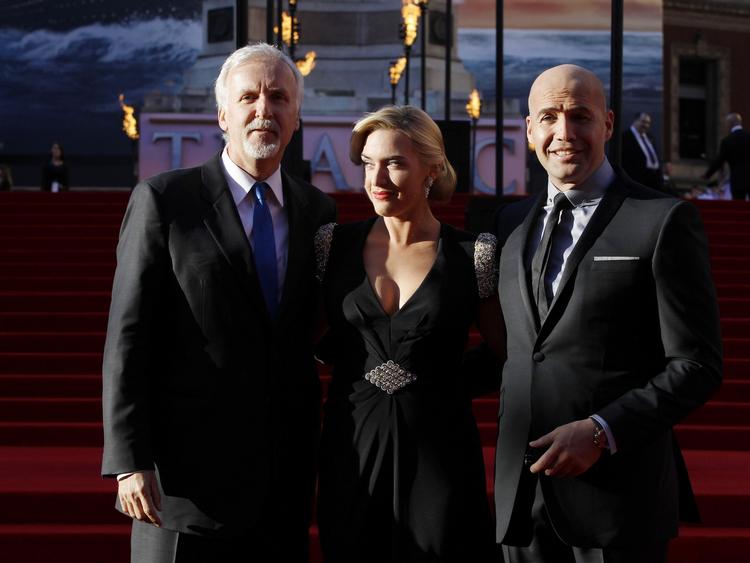 Repremiere. Skuespillerinden Kate Winslet har sammen med instruktør James Cameron (tv) og skuespiller Billy Zane deltaget i promoveringen af 3D-versionen af 'Titanic'. 