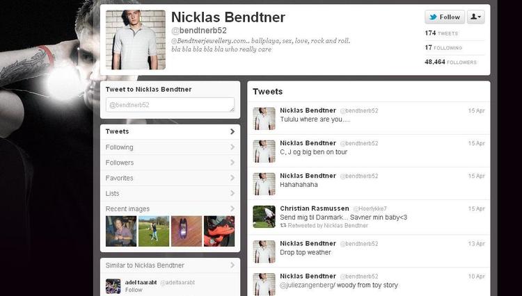 SOCIAL. Nicklas Bendtner er en af de danske spillere, der dagligt bruger Twitter. 