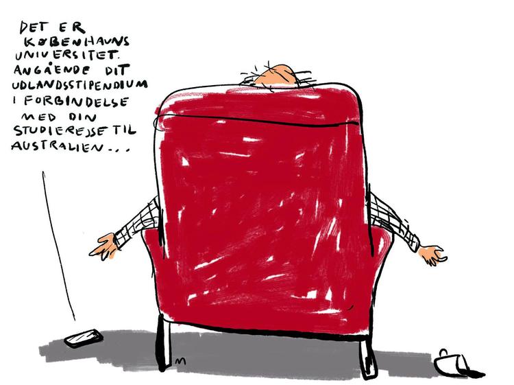 Telefonkø. Et års sagsbehandlingstid (and still counting) kan ingen være tjent med - hverken de studerende eller de ansatte på universitetet selv. Tegning: Mette Dreyer 