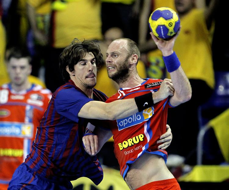 Topscorer. Olafur Stefansson (t.h.) scorede syv gange i Barcelona. 