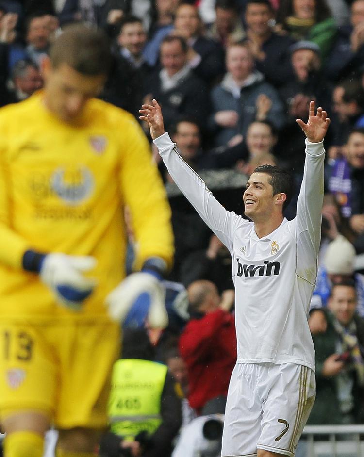 Ustoppelig. Ronaldo scorede for 57. gang for Real Madrid i denne sæson, da han fyrede af efter 20 minutter på Bernabeu. 