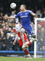 Mål. John Terry brugte hovedet på den gode måde denne søndag eftermiddag på Stamford Bridge. 