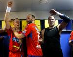vindere. AG København gik videre til finalestævnet i klubhåndboldens fineste turnering med en samlet sejr på 62-59. Det blev fejret i omklædningsrummet. 
