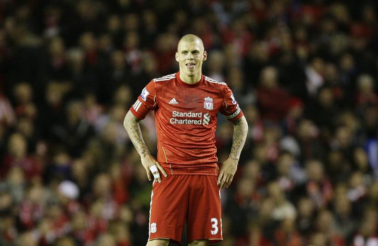 Selvmål. Martin Skrtel græmmer sig, efter at dommeren har fløjte af. 