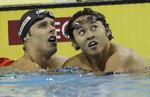 CHOKERET. ved VM sidste år vandt Alexander Dale Oen (tv.) guld i 100 meter brystsvømning med den dobbelte japanske OL-guldvinder Kosuke Kitajima (th.) på fjerdepladsen. 