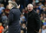 Rivalisering. Ferguson (t.h.) og City-bossen Roberto Mancini kom op at toppes, da City slog United 1-0 for et par uger siden. 