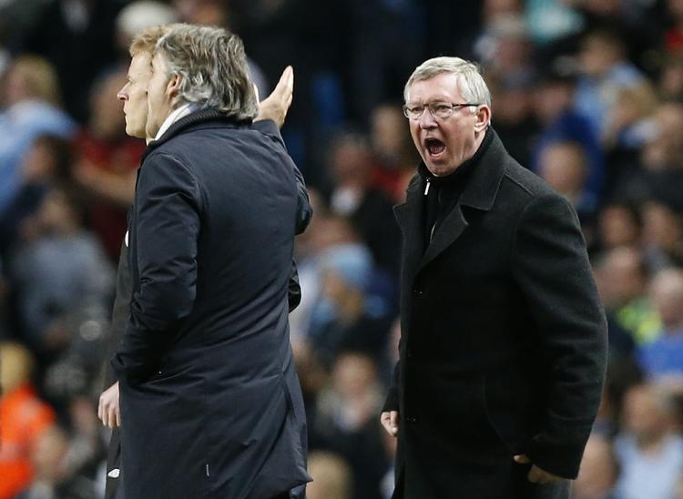 Rivalisering. Ferguson (t.h.) og City-bossen Roberto Mancini kom op at toppes, da City slog United 1-0 for et par uger siden. 