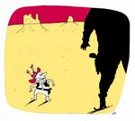 Lillebror. Det er klart, at et lille land som Danmark ser op til den mægtige storebror USA. Tegning: Philip Ytournel 