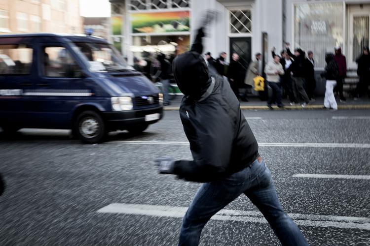 Demonstration. Flere blev anholdt under urolighederne i Aarhus i marts. 