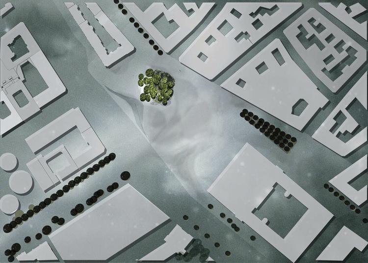 Danmarks Plads. »En ny type urbant landskab«, lyder skudsmålet fra juryen til Tegnestuen Schønherr. Forslaget er præmieret med 20.000 kr. 