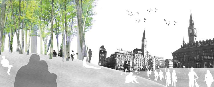 'Danmarks plads' hedder oplægget fra Torben Schønherr Landskabsarkitekter. 