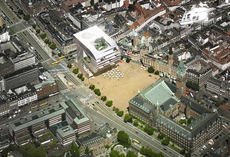 P-hus. 'Byens hus - hele landets plads' foreslår et hus med udadvendte funktioner ovenpå metroen. Højere oppe kan et stort mediehus flytte ind. 