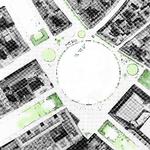 Jens Hvass' forslag er centreret omkring en stor ring af træer og bænke. Han forestiller bl.a. sig et økologisk marked i midten. 