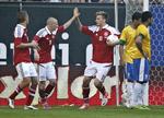 1-3. På oplæg fra Niki Zimling scorede Nicklas Bendtner sit 18. landskampsmål. 