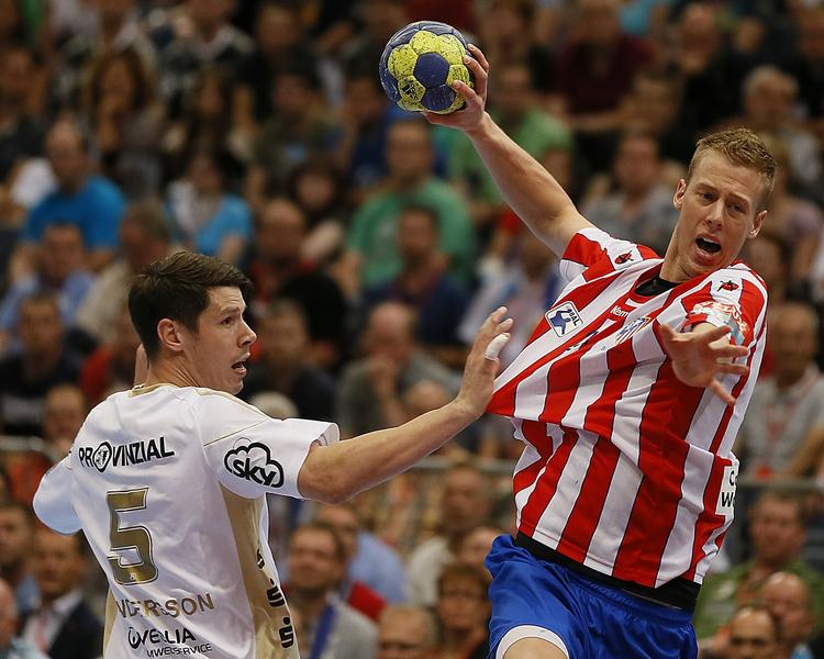 markant. Atleticos Nikolaj Markussen (th) havde ikke sin bedste dag i Champions League-finalen, mens Kiels kommende AGK-spillerm, Kim Andersson (tv), satte afgørende aftryk på den tyske sejr. 