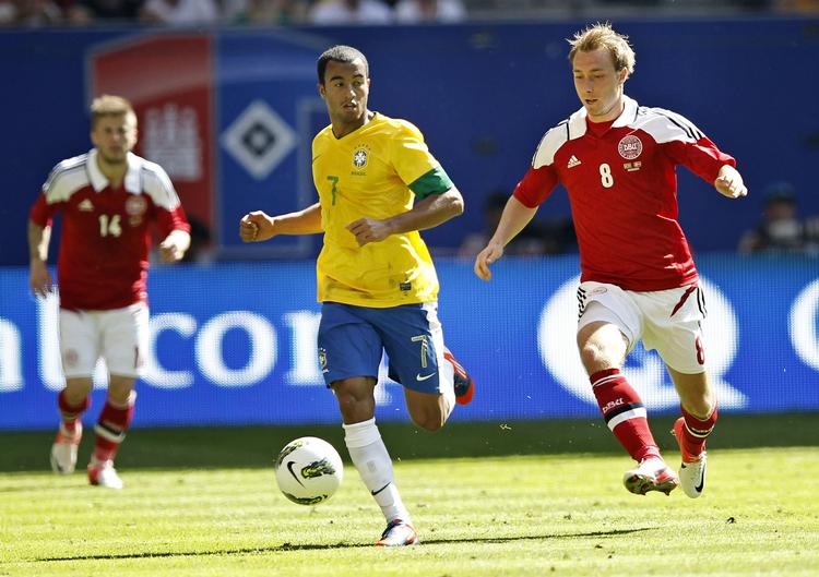 UDSKIFTET. 62 minutter spillede Christian Eriksen mod Brasilien, selv om Ajaxspilleren ikke er på toppen. 