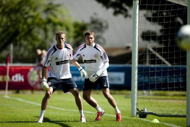 Konkurrenter. Lindegaard (t.v.) og Andersen til træningen i Helsingør i søndags. 