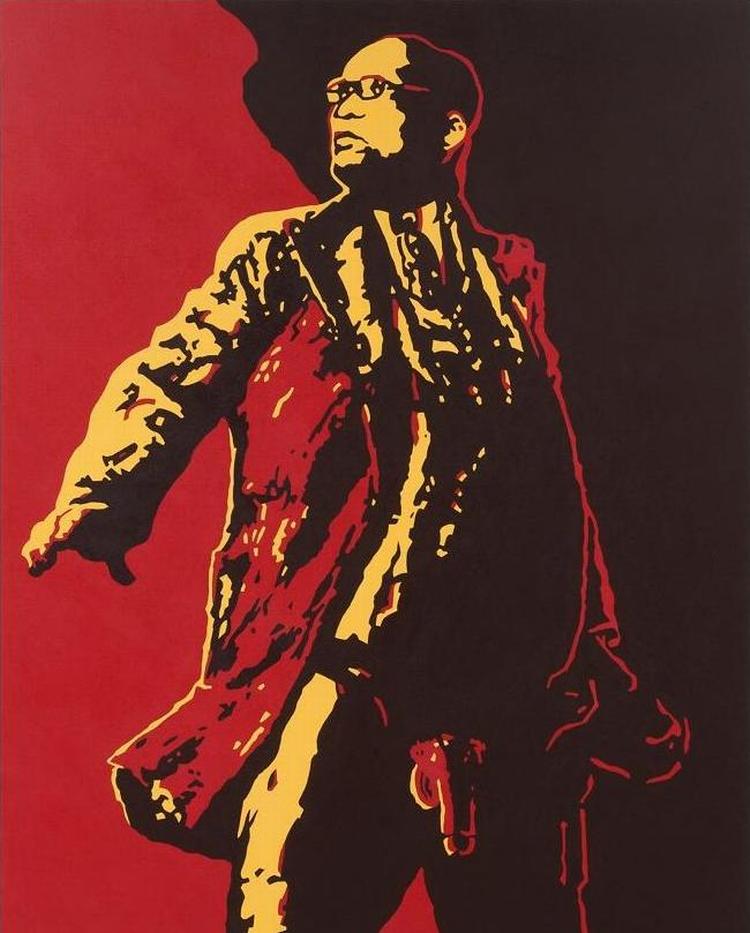 Kunstballade. Dette værk forestillende præsident Zuma er malet i akryl på lærred og har udløst enorm debat i Sydafrika. Se værket i fuld figur nederst. 