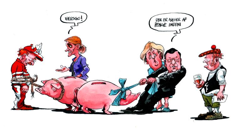 Afstemning. Et nej vil lade Irland i stikken, advarer den irske regering. Resten af Europa holder vejret, mens stemmerne bliver talt. Tegning: Roald Als 