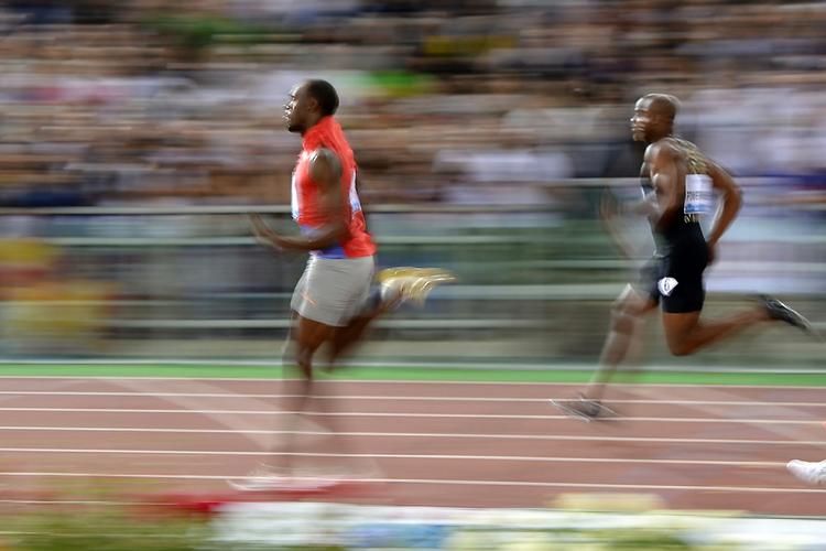 svimlende. Jamaicas og verdens bedste sprinter, Usain Bolt (tv), var igen overbevisende, da han vandt 100 meter i Rom torsdag. 