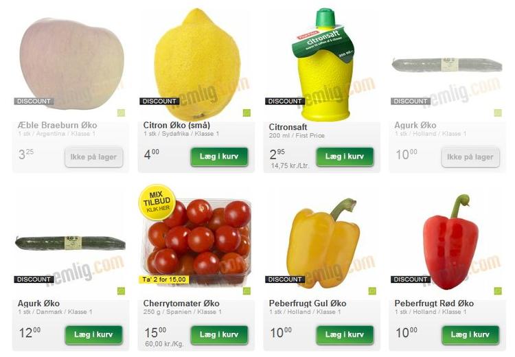 tilbud. En forbrugeranalyse af e-supermarkeder foretaget af Konkurrence- og Forbrugerstyrelsen i 2011 viste, at næsten tre fjerdedele af de forbrugere, som ikke har købt dagligvarer via e-supermarkeder, ville overveje at gøre det, hvis varerne er billigere end i traditionelle dagligvarebutikker. 