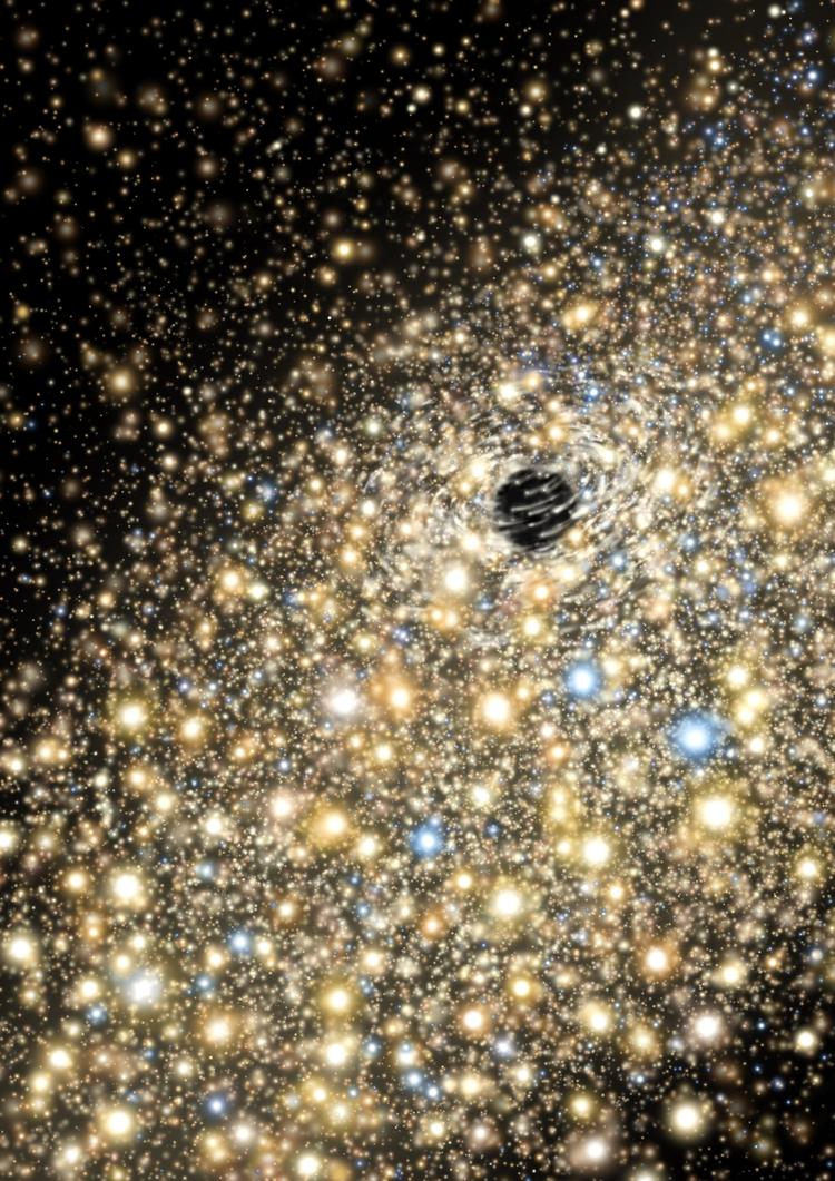 UDSAT. Nasa mener at have fundet et sort hul, der smides ud af sin galakse. Her ses en gengivelse af, hvordan et supermassivt sort hul kan se ud i midten af en galakse. 