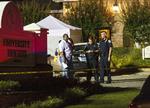 Afspærring. Politiet undersøger gerningsstedet i Auburn i sydstaten Alabama. 