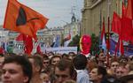Protest. Demonstranterne aktionerer på store centrale boulevarder ved Pushkinpladsen. 