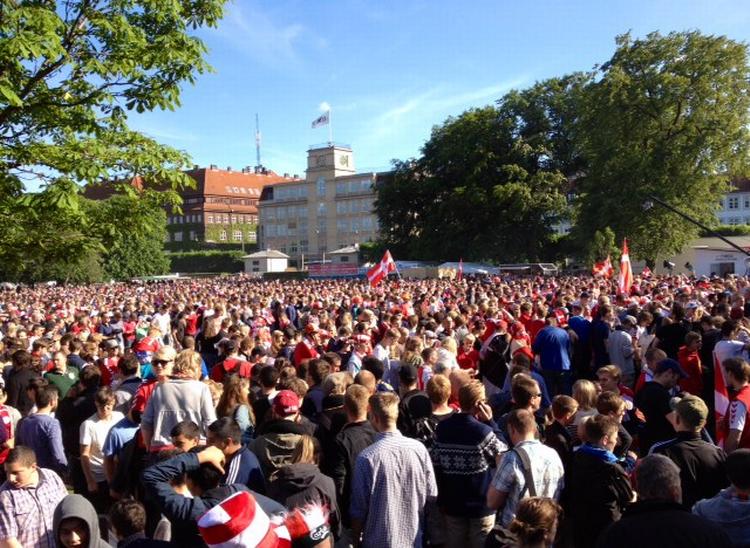 Folkefest. Kongens Have var sort af mennesker fra start til slut under EM-kampen. Foto: Maja Lærke Maach 