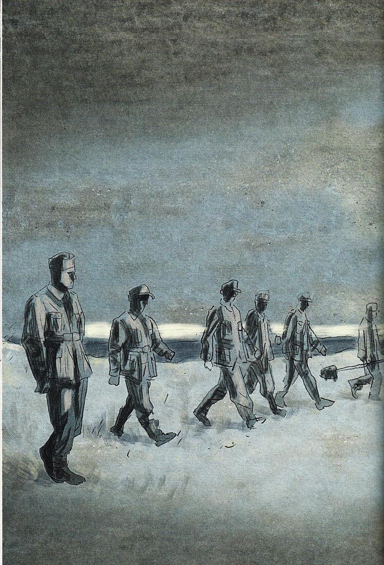 Havgus. Teddy Kristiansen er  tegneren bag de stemningsfulde billeder fra den jyske vestkyst, dengang frihedskæmpere og tyske soldater ikke just var venner. Illustration fra 'Det skjulte kort. 