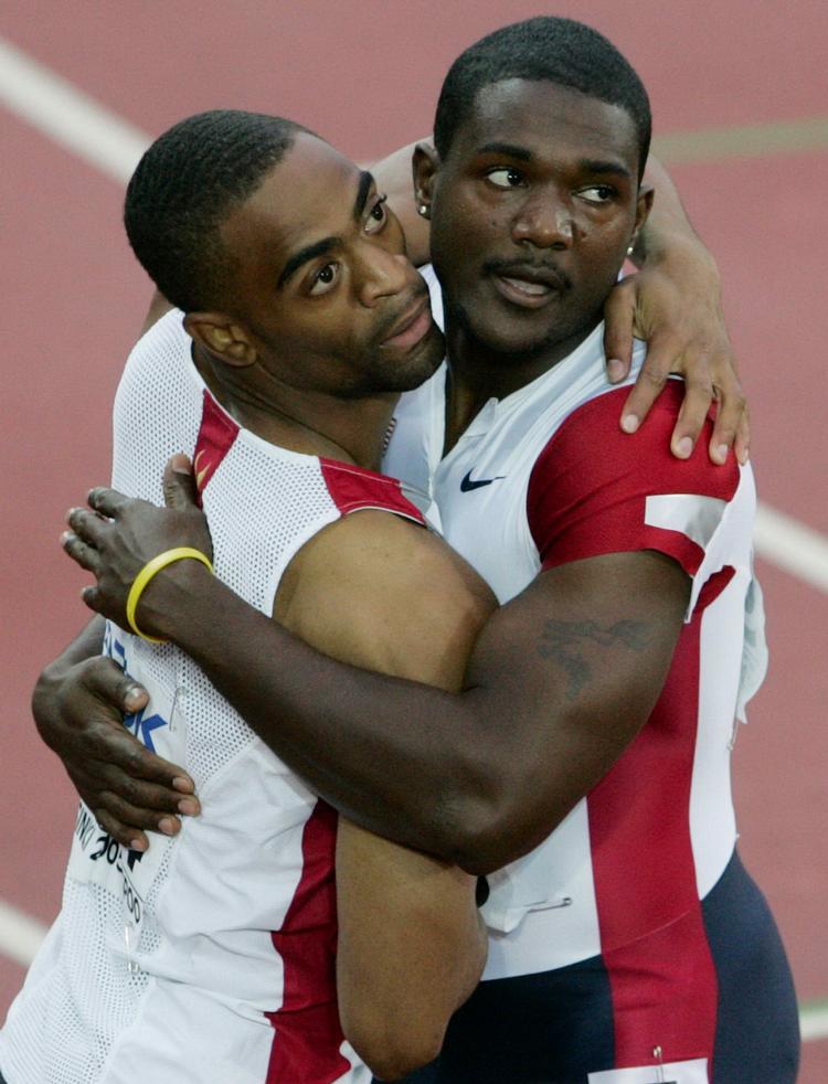 HURTIGE. Justin Gatlin (th) er sammen med Tyson Gay de to bedste bud på reelle udfordrere til verdens hurtgiste mand, Usain Bolt. 